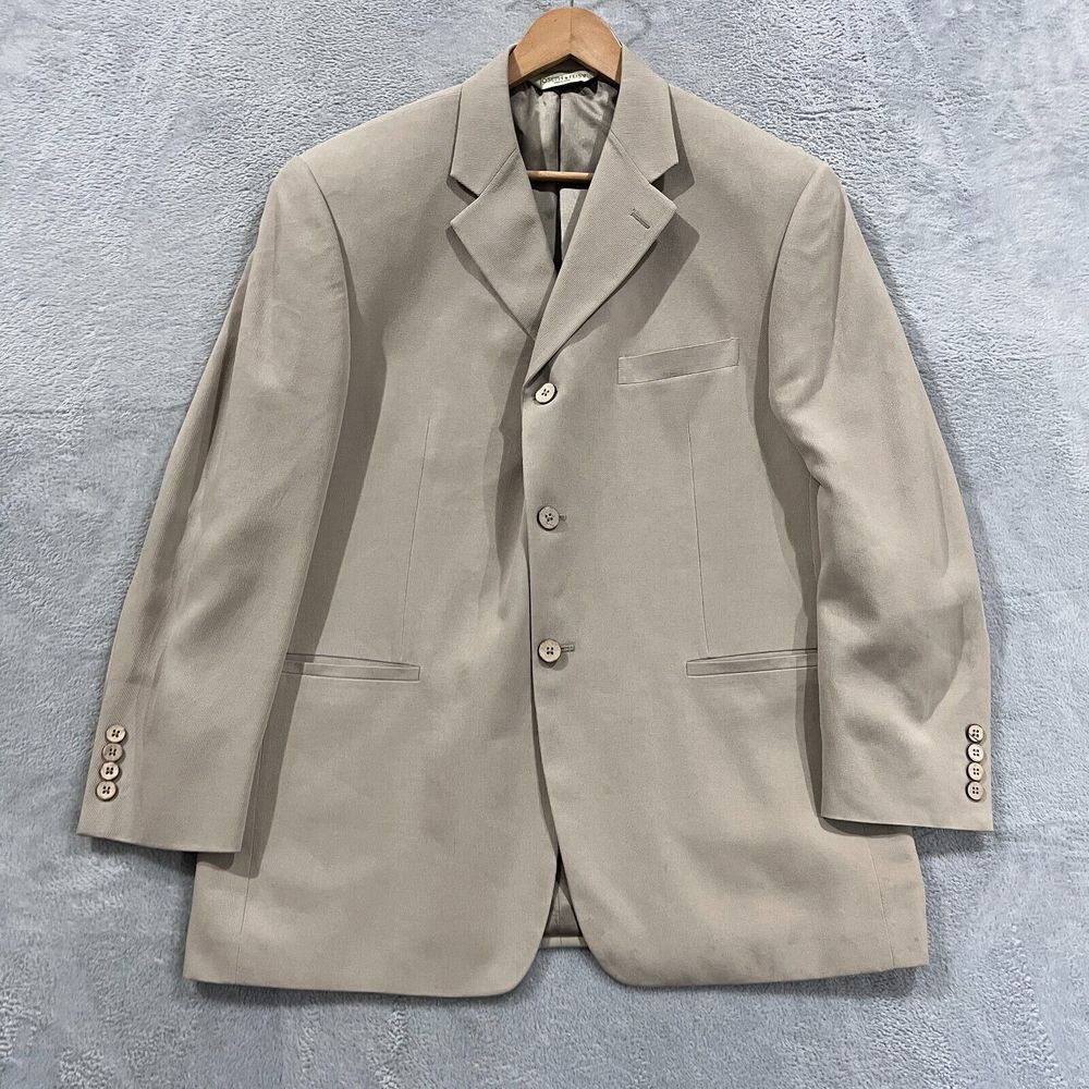 Joseph & Feiss Blazer Men's‎ 42S Beige Tan 100% Silk Twill Jacket Sport Coat